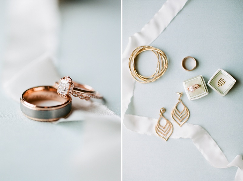 Vintage rose gold rings and a lovely mint green Mrs. Box