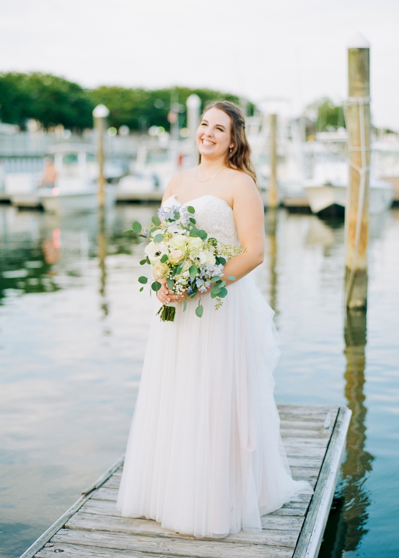 Virginia Wedding Photographer | Beach Wedding On Film | Ceremony At Yacht Club At Marina Shores | Bridal Portrait