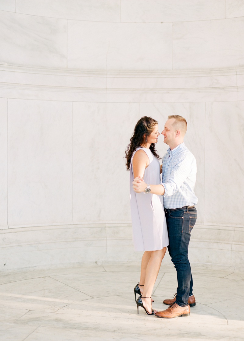 Jefferson Memorial Engagement Session | Summer in DC | Neutral Dress Engagement Session Inspiration