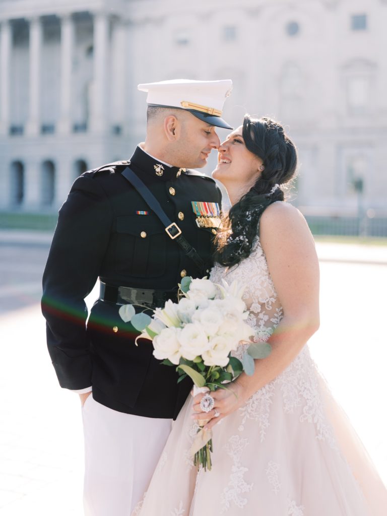 bride and groom at the Capitol Building in Washington DC