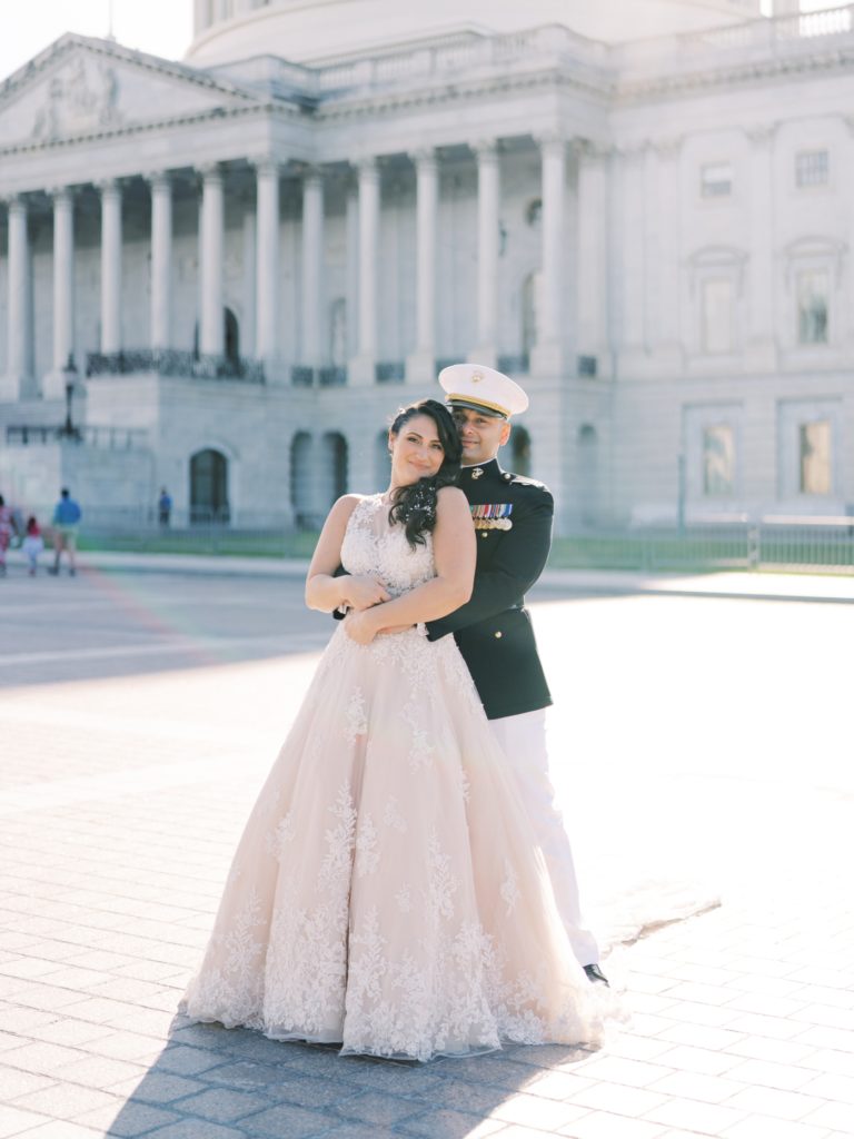 bride and groom at the Capitol Building in Washington DC