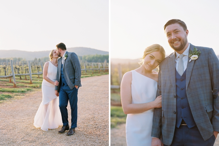 sunset bride and groom photos at keswick vineyards