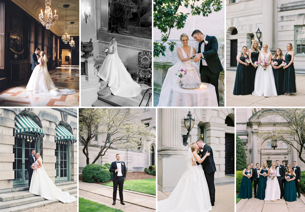 a variety of wedding portraits at larz anderson house in washington dc