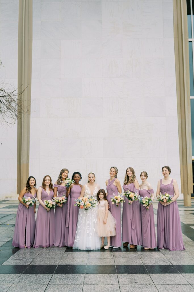 bride and bridemaids at the kennedy center in washington dc
