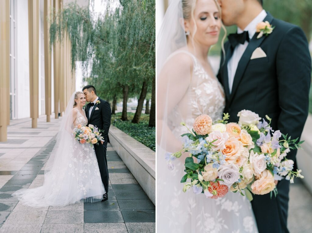 bride and groom portraits at the kennedy center in washington dc