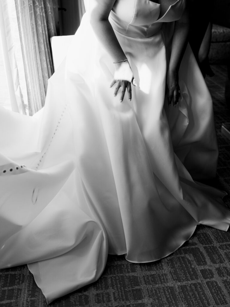 bride getting ready at the Ritz carlton georgetown in washington dc