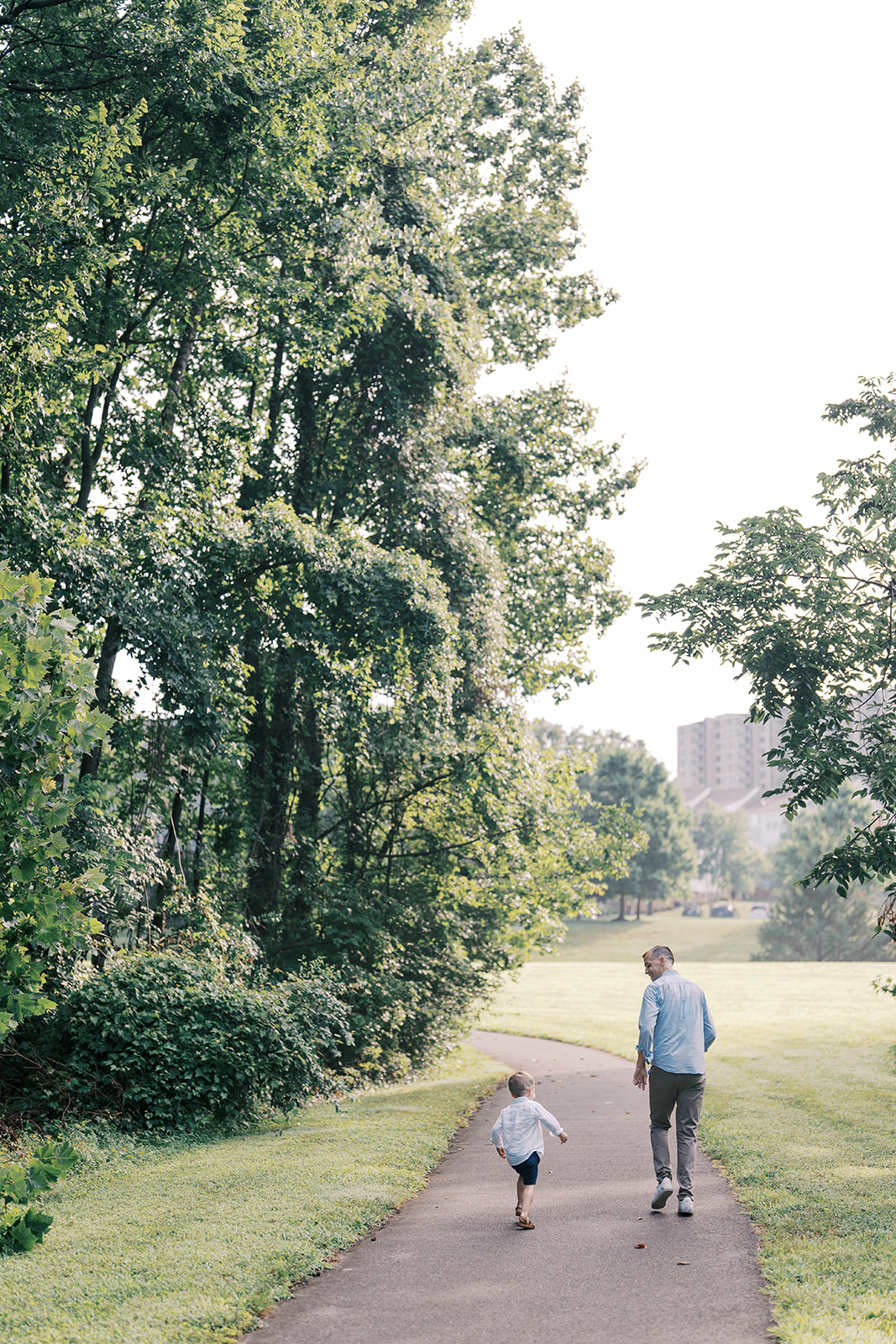 toddler and dad running